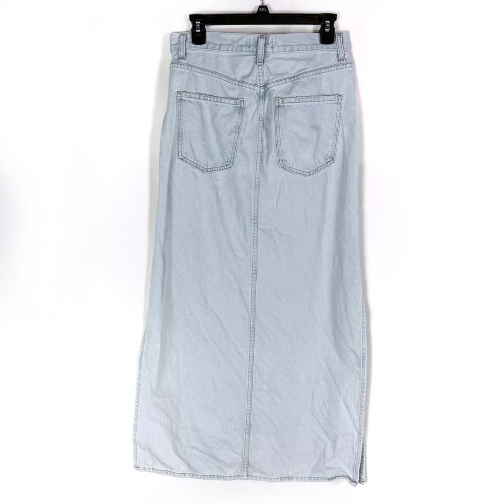 AGOLDE Astrid Slice Denim Maxi Skirt Light Blue High Rise Side Slits Women Sz 26 - Picture 13 of 14